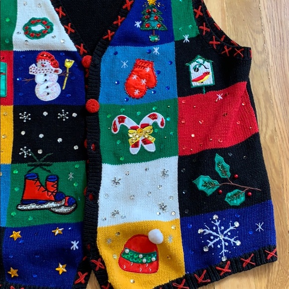 Holiday sparkly Ugly sweater vest free w purchase - Picture 4 of 6